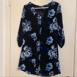 *MOVING SALE* Lush floral black dress blue flowers